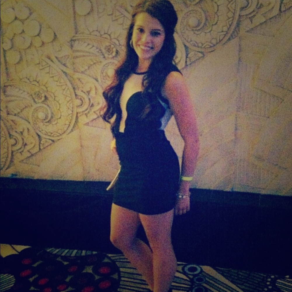 Tight, black/nude sheer, going out dress